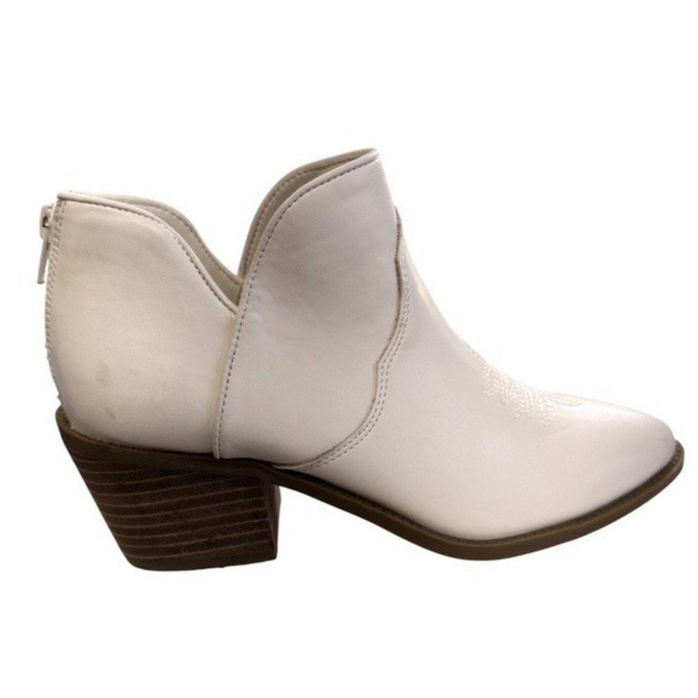 Cushionaire Rodeo White Western Ankle Boots Pointed Toe Memory Foam Size 7M - Picture 5 of 11